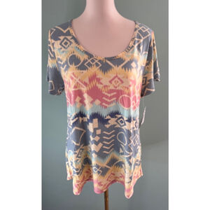 Women's LuLaRoe Classic T-Shirt Size L Blue Multi-Color